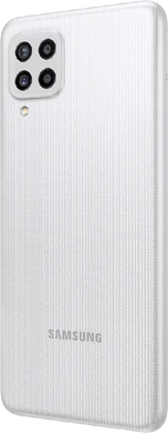 Samsung Galaxy M22 wit achterkant linkerzijkant