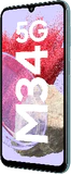Samsung Galaxy M34 5G blauw voorkant rechterzijkant