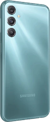 Samsung Galaxy M34 5G blauw achterkant rechterzijkant