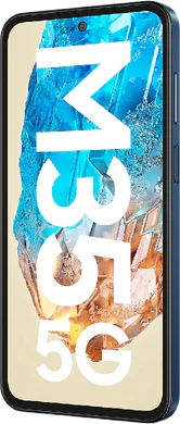 Samsung Galaxy M35 5G dark blauw voorkant rechterzijkant