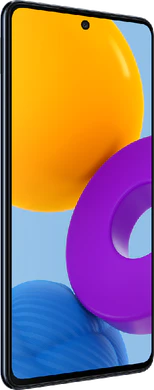 Samsung Galaxy M52 5G zwart voorkant linkerzijkant