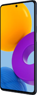 Samsung Galaxy M52 5G zwart voorkant rechterzijkant