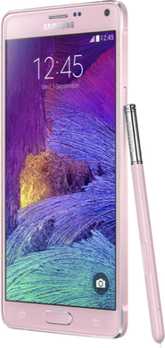 Samsung Galaxy Note 4 pink schuin rechterzijkant