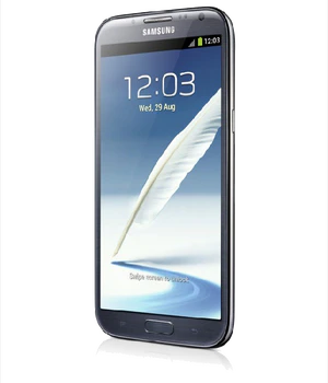 Samsung Galaxy Note II schuin blauw