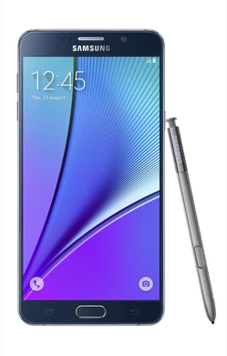 Samsung Galaxy note5 voorkant with spen zwart sapphire