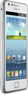 Samsung Galaxy S II Plus skrås skråstilt hvit