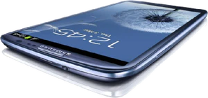 Samsung Galaxy S III blauw liggend schuin