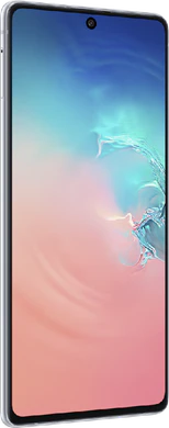 Samsung Galaxy S10 Lite wit voorkant linkerzijkant