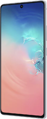 Samsung Galaxy S10 Lite wit voorkant rechterzijkant