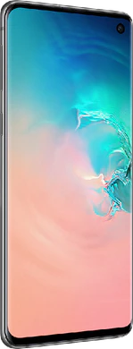 Samsung Galaxy S10 wit voorkant linkerzijkant