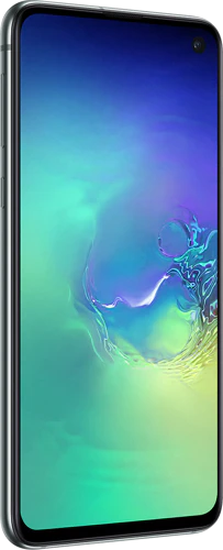 Samsung Galaxy S10e groen voorkant linkerzijkant