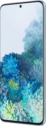 Samsung Galaxy s20 blauw voorkant rechterzijkant