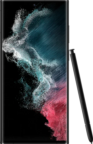 Samsung Galaxy S22 Ultra zwart voorkant pen Samsung Galaxy S22 Ultra zwart voorkant pen