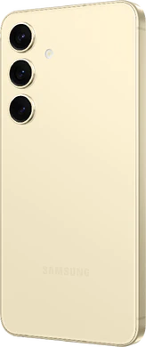 Samsung Galaxy S24 geel achterkant linkerzijkant