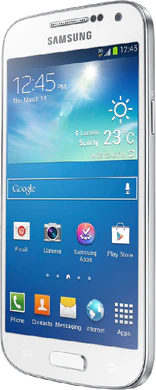 Samsung Galaxy S4 mini rechterzijkant schuin wit