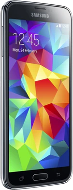 Samsung Galaxy S5 charcoal zwart schuin linkerzijkant