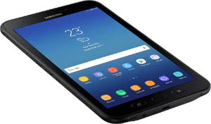 Samsung Galaxy Tab Active2 zwart voorkant linkerzijkant onderkant schuin