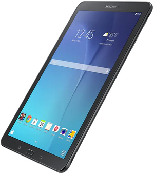 Samsung Galaxy Tab e 96 wifi noir couverture à droite aslant