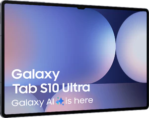 Samsung Galaxy Tab S10 Ultra grijs voorkant linkerzijkant