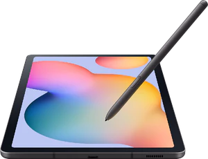 Samsung Galaxy Tab s6 lite 2024 wifi harmaa etupuolella pohja stylus