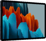 Samsung Galaxy Tab S7 zwart voorkant linkerzijkant