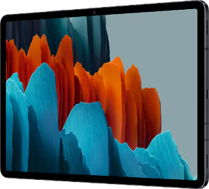 Samsung Galaxy Tab S7 zwart voorkant rechterzijkant