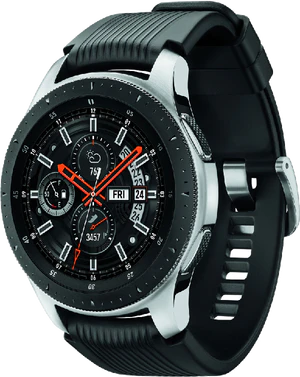 Samsung Galaxy Watch 4G 46mm zilver voorkant rechterzijkant