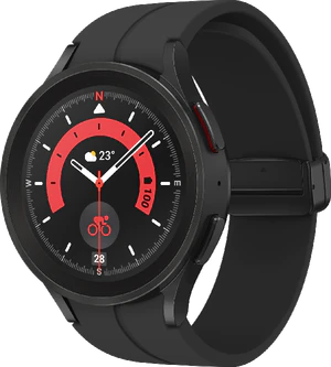 Samsung Galaxy Watch 5 Pro zwart titanium voorkant rechterzijkant