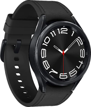 Samsung Galaxy Watch 6 Classic 43mm zwart voorkant linkerzijkant gesloten