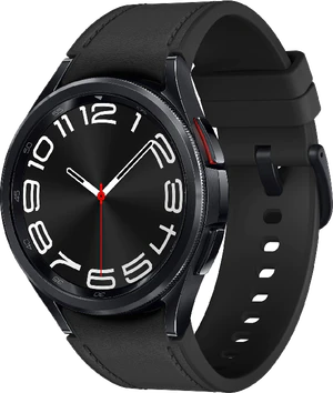 Samsung Galaxy watch 6 classic 43mm zwart voorkant rechterzijkant gesloten