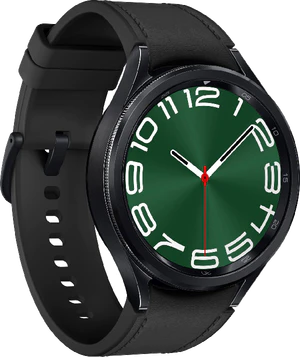 Samsung Galaxy Watch 6 Classic 47mm svart front vänster sida stängd