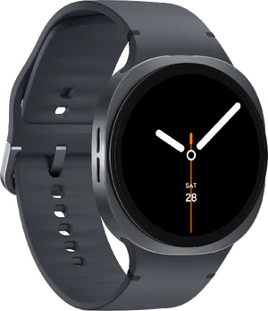 Samsung Galaxy Watch 8 44mm zwart voorkant linkerzijkant