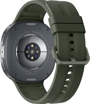 Samsung Galaxy Watch 9 44mm zilver groen band achterkant rechterzijkant