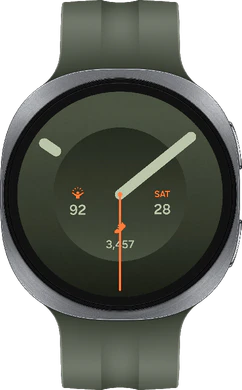 Samsung Galaxy Watch 9 4G 44mm zilver groen band voorkant