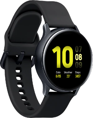 Samsung Galaxy watch active2 40mm zwart voorkant linkerzijkant