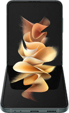 Samsung Galaxy Z Flip 3 green in side half opened