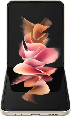 Samsung Galaxy Z Flip 3 yellow half opened in side