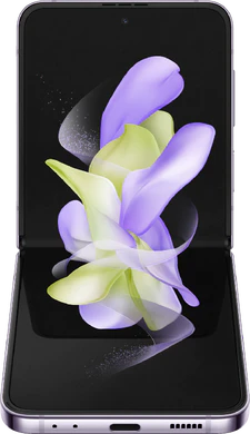 Samsung Galaxy Z Flip 4 paars voorkant binnenkant half geopend