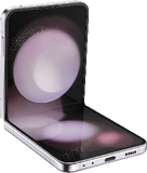 Samsung Galaxy Z Flip 5 viola copertina frontale lato sinistro in basso half aperto