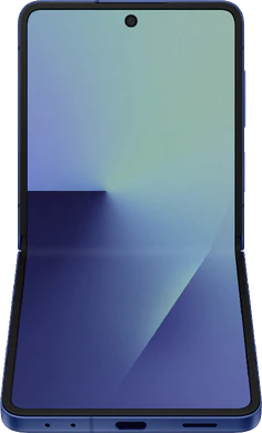 Samsung Galaxy Z Flip 7 blue in side bottom half opened