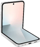 Samsung Galaxy Z Flip 7 FE wit binnenkant linkerzijkant onderkant half geopend