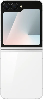Samsung Galaxy Z Flip 7 FE wit buitenkant geopend
