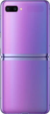 Samsung Galaxy Z Flip lila tillbaka Öppnad