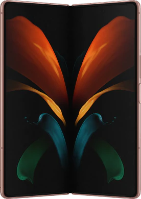 Samsung Galaxy Z Fold 2 bronze opened in side tilted ed