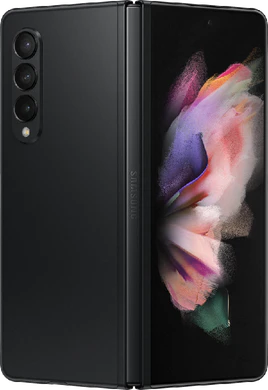 Samsung Galaxy Z Fold 3 black out side half opened