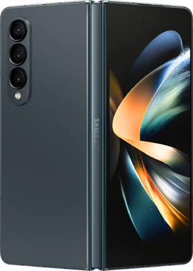 Samsung Galaxy Z Fold 4 grey green out side half opened