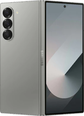 Samsung Galaxy Z Fold 6 silver out side half opened