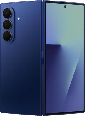 Samsung Galaxy Z Fold 7 blue out side half opened