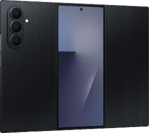 Samsung Galaxy Z TriFold black front left side opened