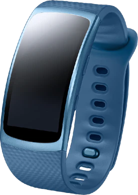 Samsung Gear Fit2 sininen etupuolella oikea puoli